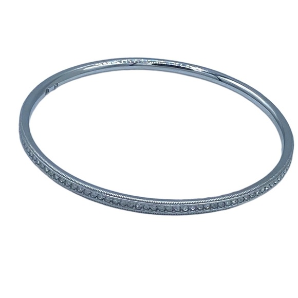 Nadir  silver designer bangle NEW with CZ clear stones size 8” dainty - Picture 1 of 9